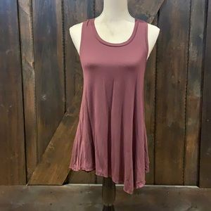 Cupio flowy angled maroon/brown tank top